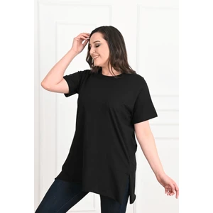 Kadın Bisiklet Yaka Büyük Beden Tshirt 9633-22