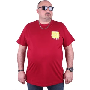 Moc Grande Büyük Beden Erkek Baskılı Tişört Outside 23137 Bordo10