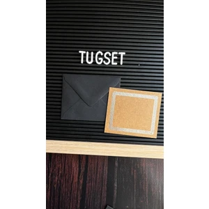 Tuğset Etiket Boş Not Kartı Kraft Not Kart 5 Adet - Siyah Zarf 5 Adet - Kraft Gümüş