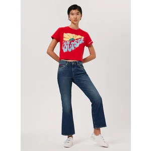 Lee Cooper Melinda Yüksek Bel İspanyol Paça Kesim Geniş Paça %100 Pamuk Mavi Kadın Jean Pantolon