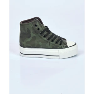 Kadın Platform Sneaker - Kamuflaj Desenli - Bağcıklı - Günlük