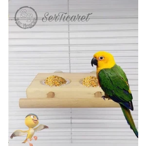 Ser Ticaret Ahşap El Yapımı Papağan ve Muhabbet Kuşları Için  Yemlik ve Suluk
