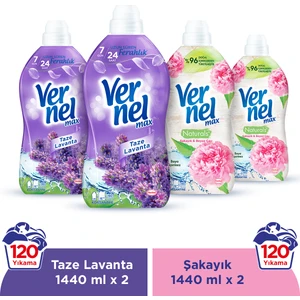 Max Konsantre Çamaşır Yumuşatıcısı 4 x 1440ML (240 Yıkama) 2 Taze Lavanta + 2 Şakayık
