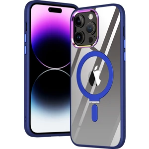 Apple iPhone 12 Pro Max Kılıf Standlı Magsafe Manyetik Kablosuz Şarj Uyumlu Renkli Şeffaf Kapak