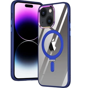 Apple iPhone 14 Plus Kılıf Standlı Magsafe Wireles Kablosuz Şarj Uyumlu Manyetik Renkli Şeffaf Kapak