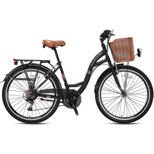 Geroni Sırıo 26 City Bike 21 Vites - V.b. - Mat Siyah-Siyah/kahverengi-Shimano