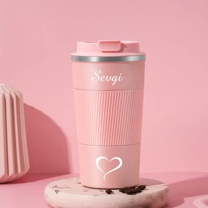 NRD Life Kişiye Özel Isim Baskılı Çelik Termos Termos Mug Kupa Pembe  (500 ml )