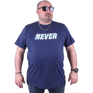 Büyük Beden Erkek Baskılı Tişört Never 23135 Marin10