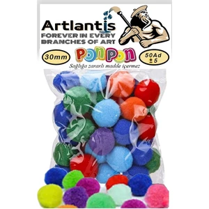 Ponpon 30 mm 50'li 1 Paket Karışık Renk Pon Pon 30 mm Pompom 3 cm