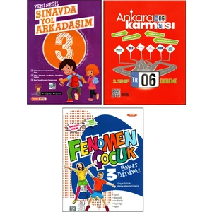 Kırmızı Beyaz Yayınlar +Açı+Fenomen 3.Sınıf  Tüm Dersler Deneme Seti 3 Kitap