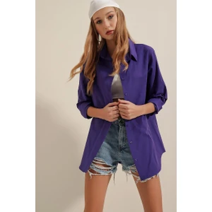 Kadın Oversize Gömlek Violet
