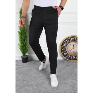 Erkek Siyah Slim Fit Keten Pantolon