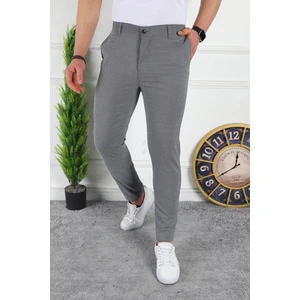 Erkek Koyu Gri Slim Fit Keten Pantolon