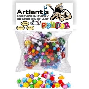 Simli Ponpon 10 mm 20 mm 30 mm 85 Li Set 1 Paket Karışık Renk Pon Pon 1 cm 2 cm 3 cm Pompom