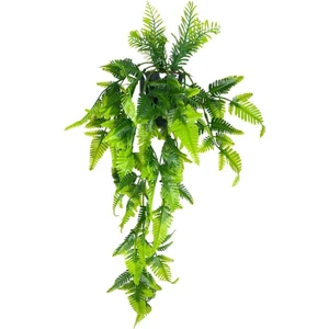 Yapay Çiçek Sarkan Boston Fern Yapraklı Bitki Küçük Siyah Saksıda Yapay Sarmaşık 55CM