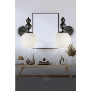Veda Light Venüs 2'li Aplik Siyah Model- Siyah Beyaz Cam- Modern Aplik