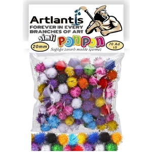 Simli Ponpon 20 mm 70'li 1 Paket Karışık Renk Pon Pon 20 mm Pompom 2 cm