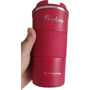 304 Pazlanmaz Çelik 500 ml Kaydırmaz Lastikli Termos Bardak Mug Isme Özel