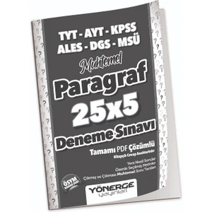 Yönerge Yayınları YKS TYT AYT Kpss Ales Dgs Msü Muhtemel Paragraf 25 x 5 Deneme Yönerge Yayınları