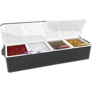 CNS Plastik 4 Bölmeli Kapaklı Saklama Kabı 4 Bölmeli Kapaklı Bar Konteyner