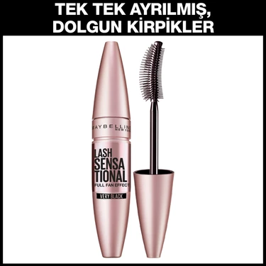 Maybelline New York Lash Sensational Siyah Maskara Hacim Verici Kıvırma ve Uzatma