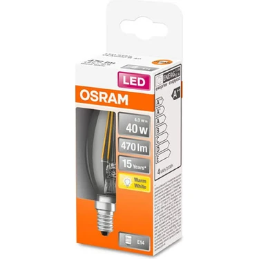 Osram LED Filaman 4W 2700K Sarı Işık E14