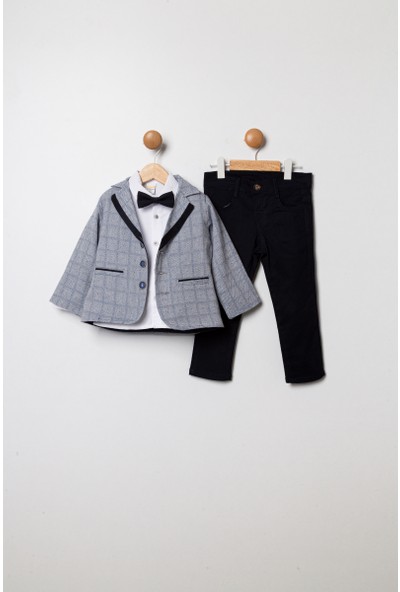 Pollito Erkek Çocuk Ekose Ceket Pantolon 4'lü Takım Elbise10