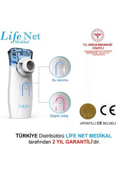 Life Net Medikal Taşınabilir Mesh Nebulizatör Şarzlı Süper Sessiz Yeni Nesil Nebulizatör YS35