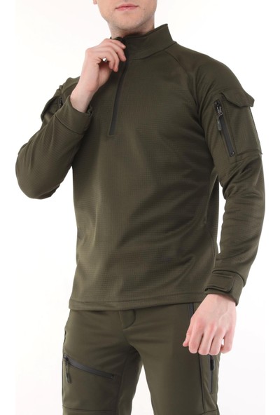 Ghassy Co. Erkek Su ve Rüzgar Geçirmez Ripstop Military Tactical Army Combat Yarım Fermuarlı  Mont