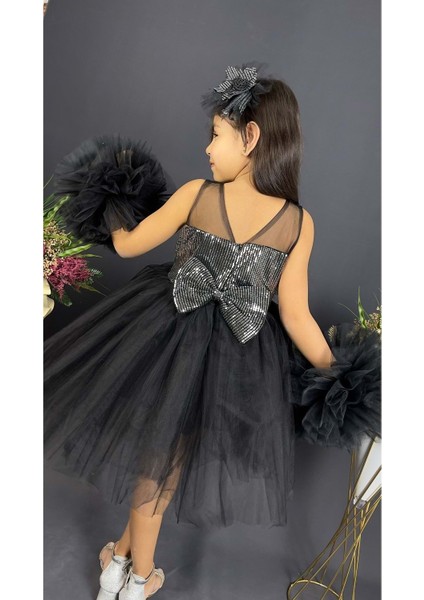 Mnk Baby Şifon Robalı Ponpon Kol Pul Payetli Kız Çocuk Kabarık Etek Tütülü Abiye modelleri