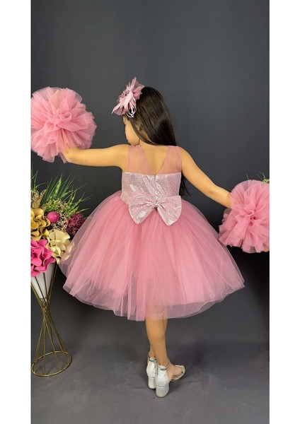 Mnk Baby Şifon Robalı Ponpon Kol Pul Payetli Kız Çocuk Kabarık Etek Tütülü Abiye modelleri