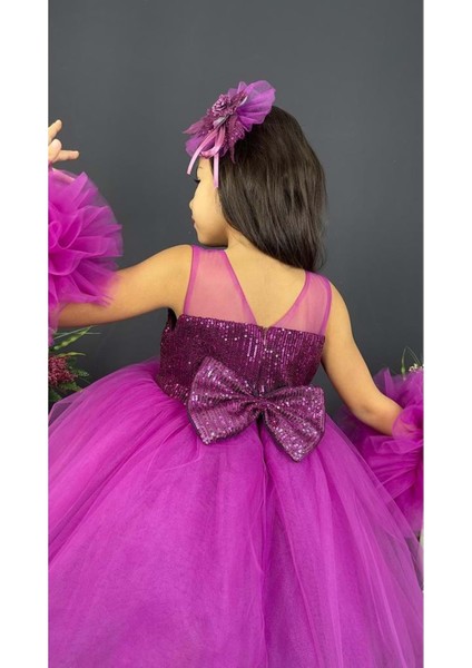 Mnk Baby Şifon Robalı Ponpon Kol Pul Payetli Kız Çocuk Kabarık Etek Tütülü Abiye modelleri