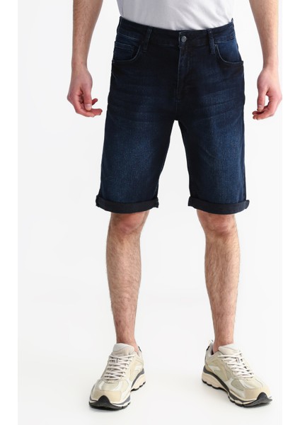 Normal Bel Slim Fit Indigo Erkek Denim Şort Bıgg10 modelleri