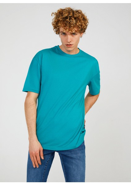 Bisiklet Yaka Düz Açık Mavi Erkek T-Shirt TC901010