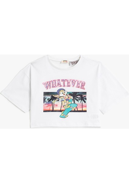 Lola Bunny Tişört Lisanslı Crop Oversize Kısa Kollu Pamuklu