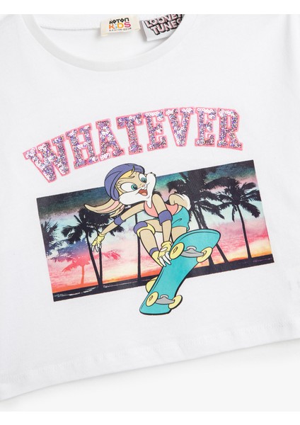 Lola Bunny Tişört Lisanslı Crop Oversize Kısa Kollu Pamuklu