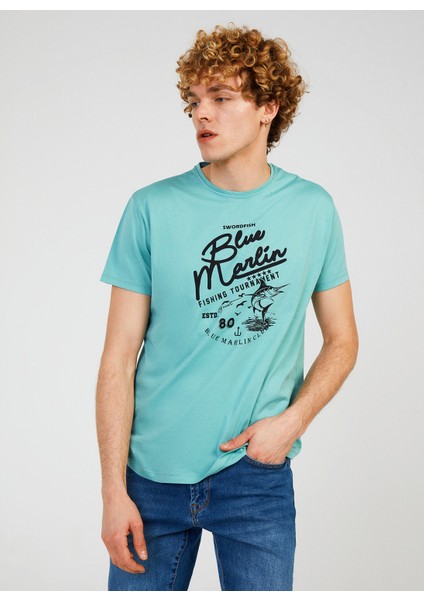 Bisiklet Yaka Baskılı Mint Erkek T-Shirt TC711110 fiyatları