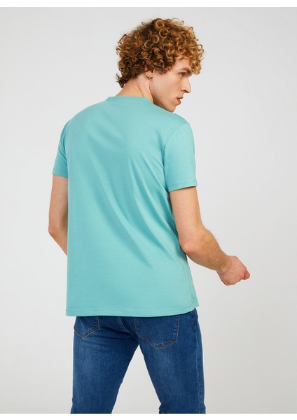 Bisiklet Yaka Baskılı Mint Erkek T-Shirt TC711110 modelleri