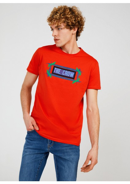 Bisiklet Yaka Baskılı Kırmızı Erkek T-Shirt TC712710