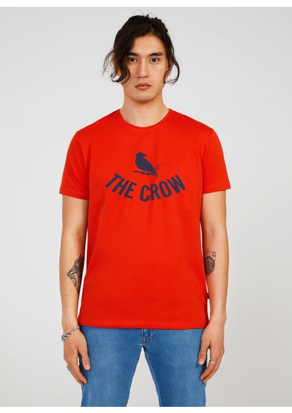 Bisiklet Yaka Baskılı Kırmızı Erkek T-Shirt TC712510