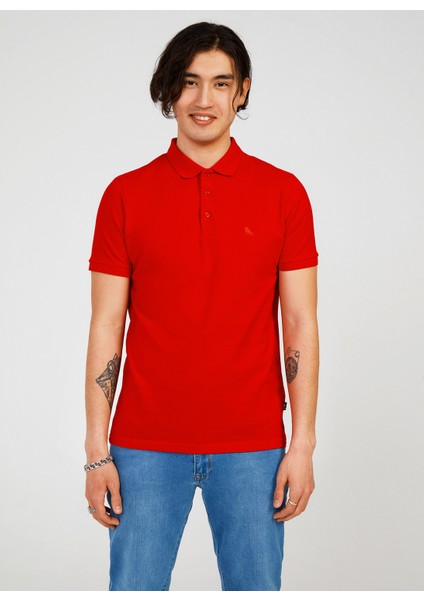 Polo Yaka Düz Kırmızı Erkek T-Shirt TC461310