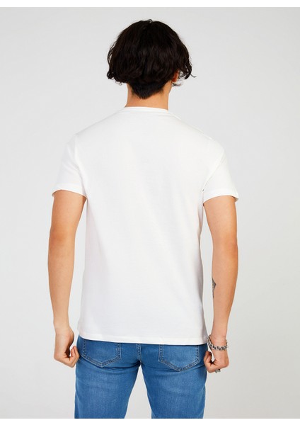 Bisiklet Yaka Baskılı Beyaz Erkek T-Shirt TC711410 fiyatları