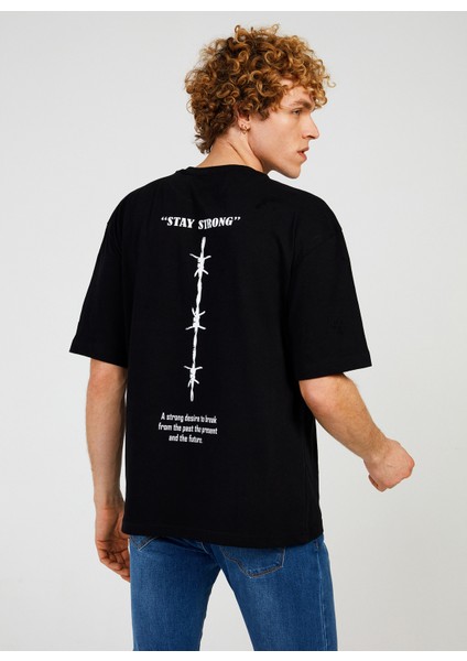 Bisiklet Yaka Baskılı Siyah Erkek T-Shirt TC900710 fiyatları