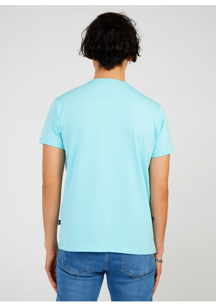 Bisiklet Yaka Baskılı Mavi Erkek T-Shirt TC711110 fiyatları