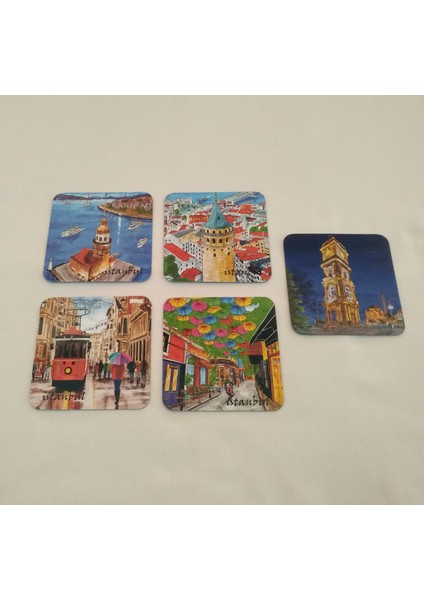 Giftsturkiye Bardak Altlığı Magnet Hediyelik Istanbul Türkiye 9,5x9,5 cm fırsatları