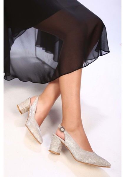 Kadın Greta Altın Sıvama Klasik Topuklu Ayakkabı