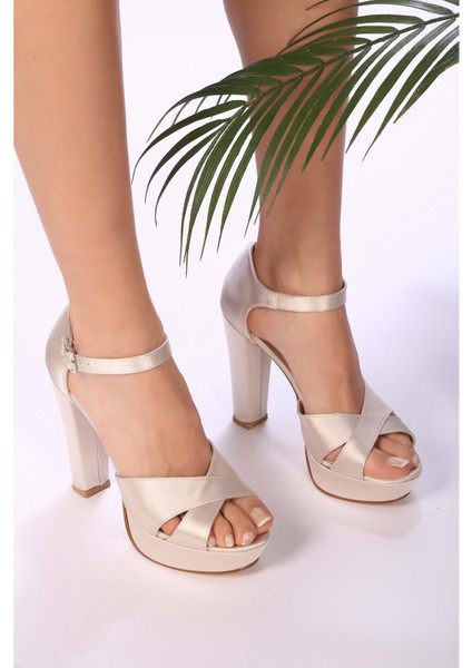 Kadın Pi Tolla Ten Saten Platform Topuklu Ayakkabı modelleri