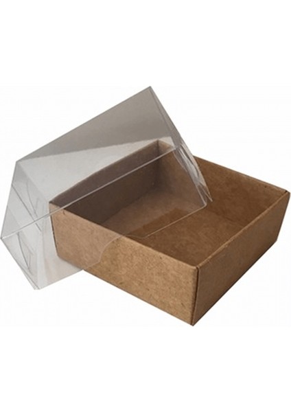 Asetat Kapaklı Kraft Kutu 25'li 5x5 cm