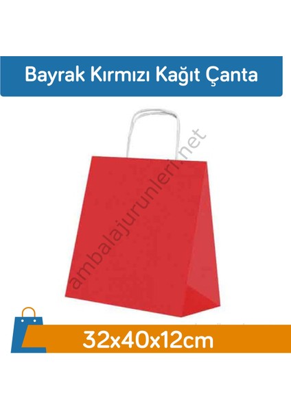 Bayrak Kırmızı Kağıt Çanta 32X40X12CM 250 Adet