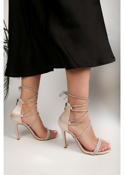 Kadın Heavenly Ten Saten Taşlı Topuklu Ayakkabı modelleri